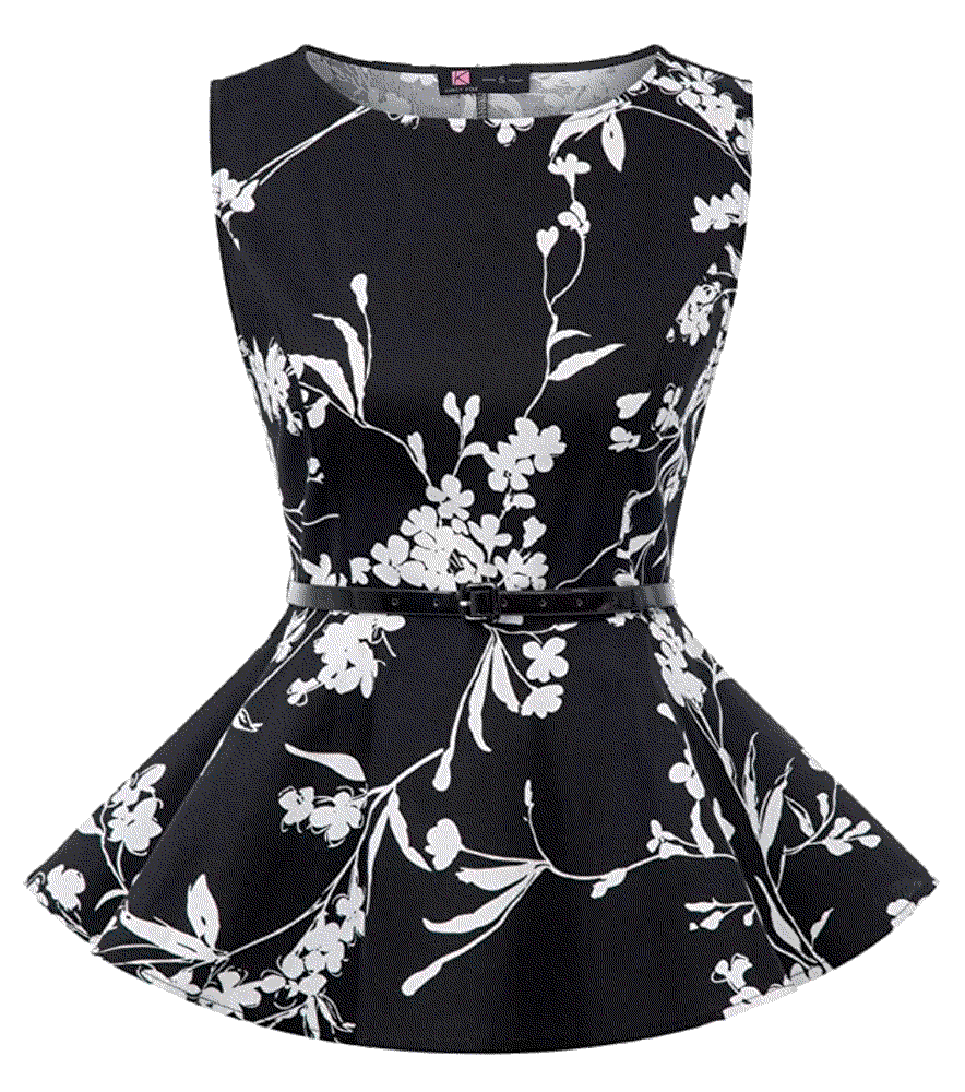 Vintage Peplum boatneck floral sleeveless Blouse Top  Kancy Kole