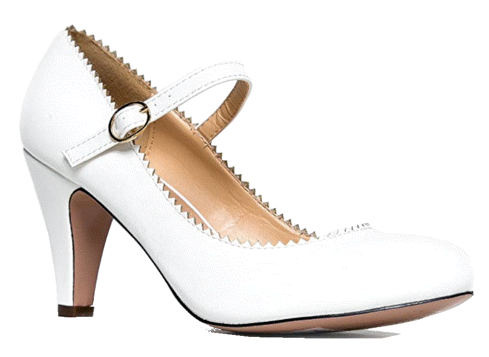 Round Toe Scalloped Edge Retro Mary Jane Pumps J. Adams