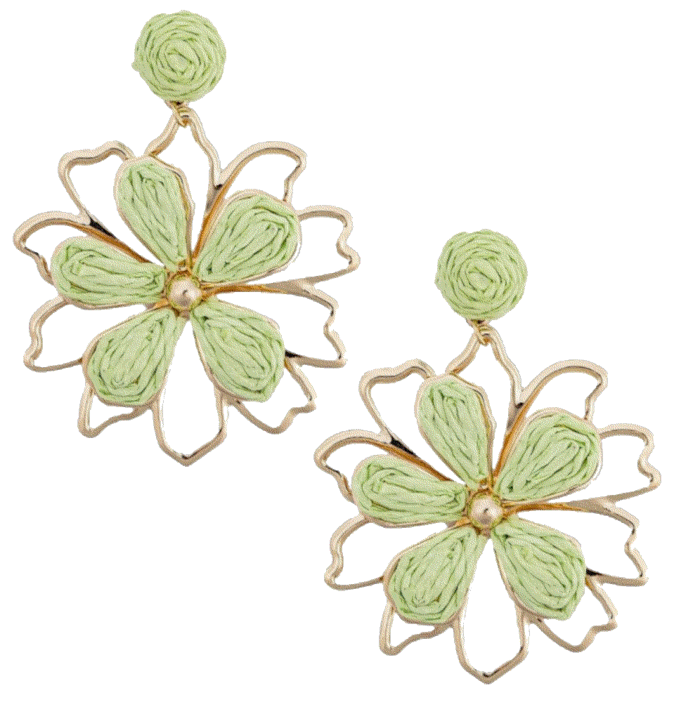 Boho Woven Rattan Raffia Flower Earrings YKLHL Store