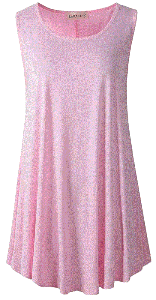 Women Solid Sleeveless Tunic for Leggings Swing Flare Tank Tops Larace