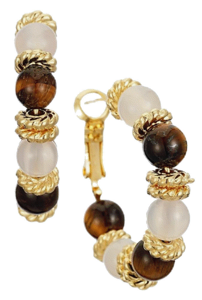 Tiger Eye Gemstone Earrings 14k SIXFOX