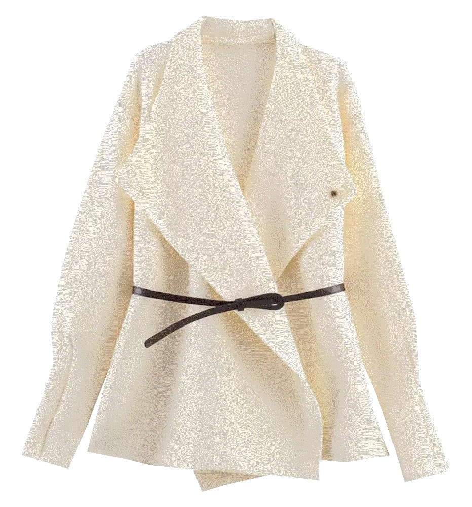 Classic Open Front Cardigans Belted Wrap Knit  Cufezn