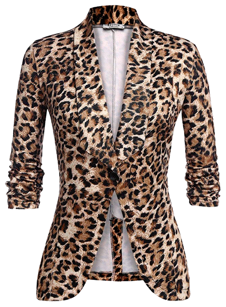 3/4 Stretchy Ruched Sleeve Open Front Lightweight Blazer Beyove