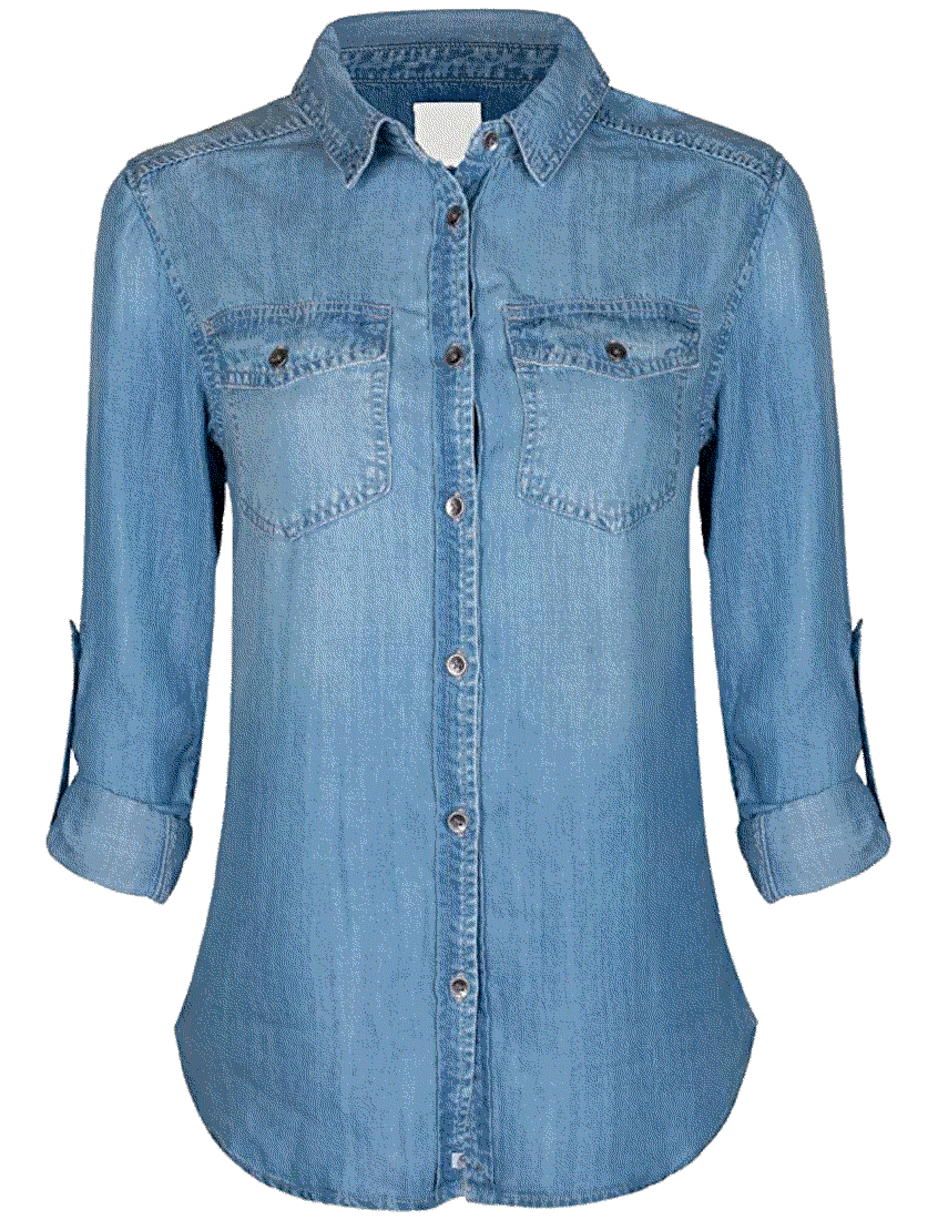 Classic Vintage Long/Roll Up Sleeve Denim Shirt  Olivia