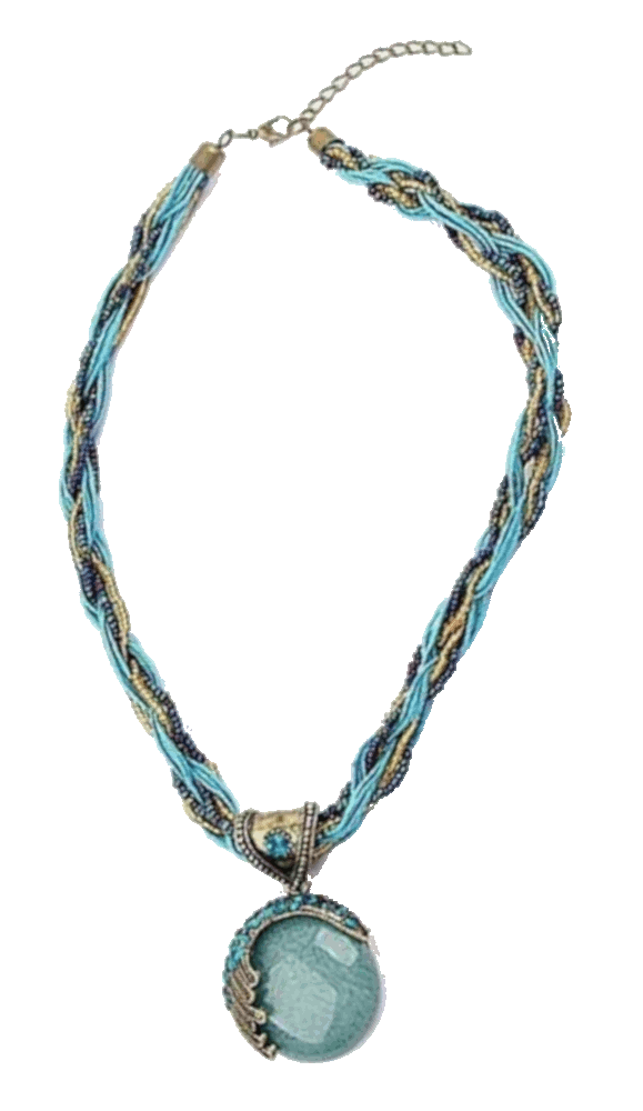 Nurbo bohemian turquoise rhinestone necklace Harlorki