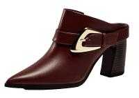 Coutgo Slip on Boots Chunky Stacked Heel Pointed Toe Booties 