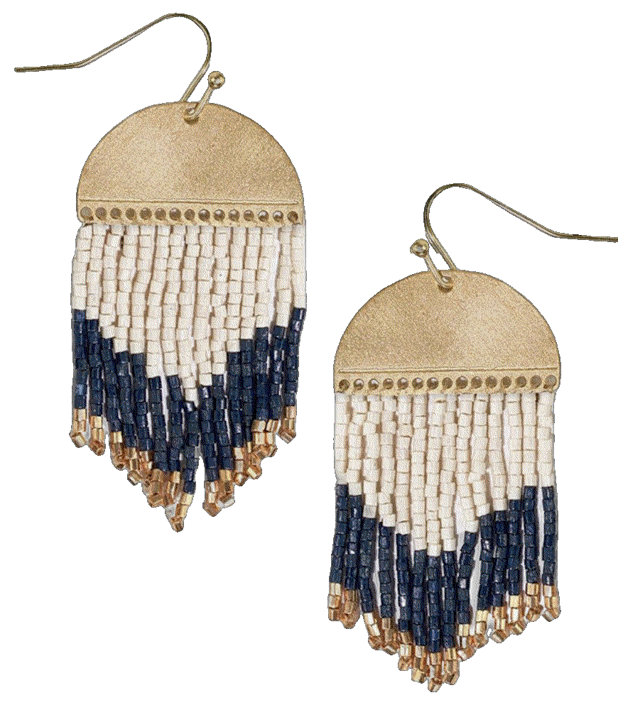Claudia Luxe Seed Bead Short Fringe Boho Earrings INK+ALLOY