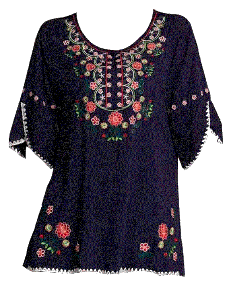 Bohemian Boho Embroidered 3/4 Sleeve Tops Ashir Aley