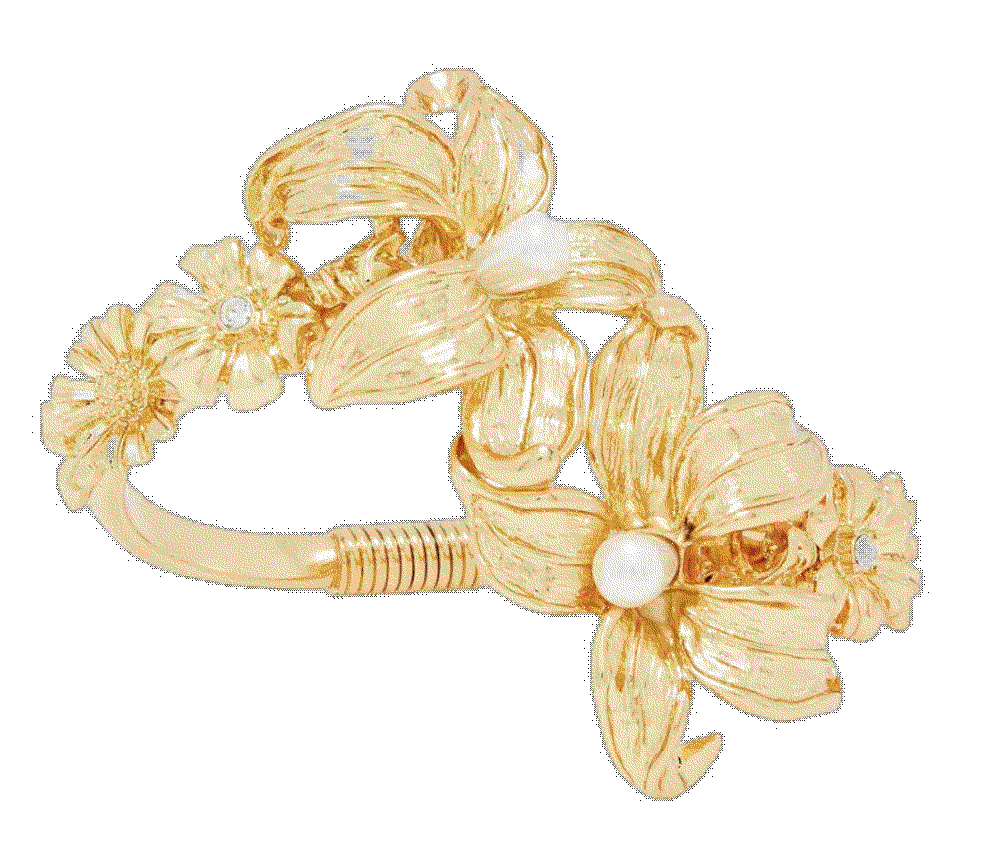 Gold-tone, faux pearl and crystal cuff Kenneth Jay Lane