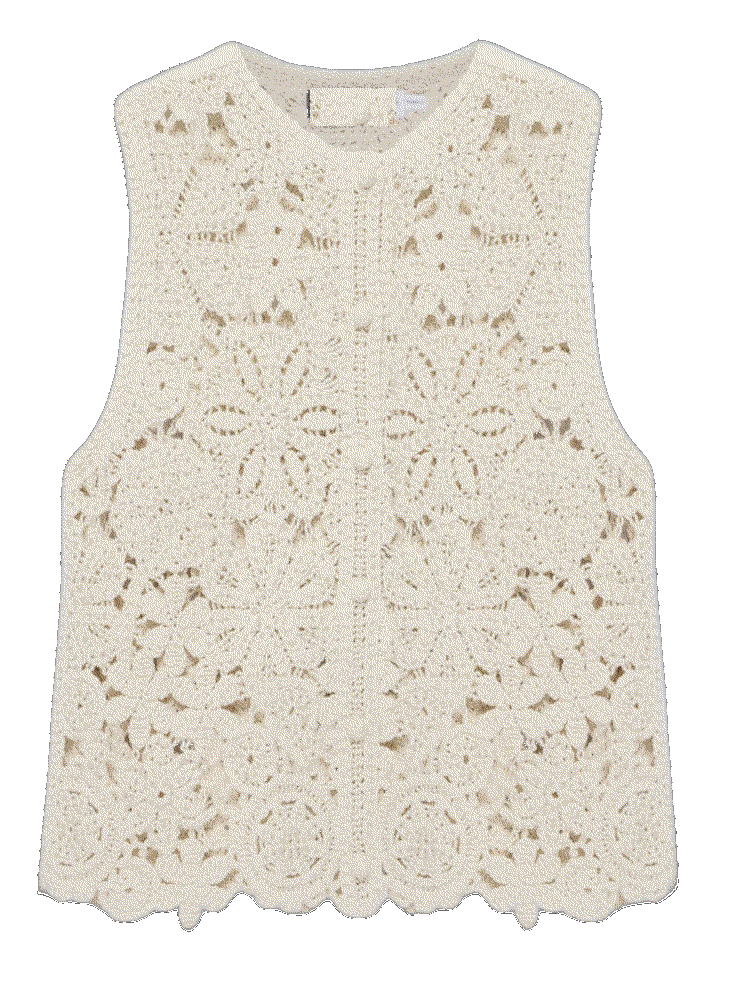 Neutral Cotton Blend Embellished Crochet Waistcoat Mint Velvet