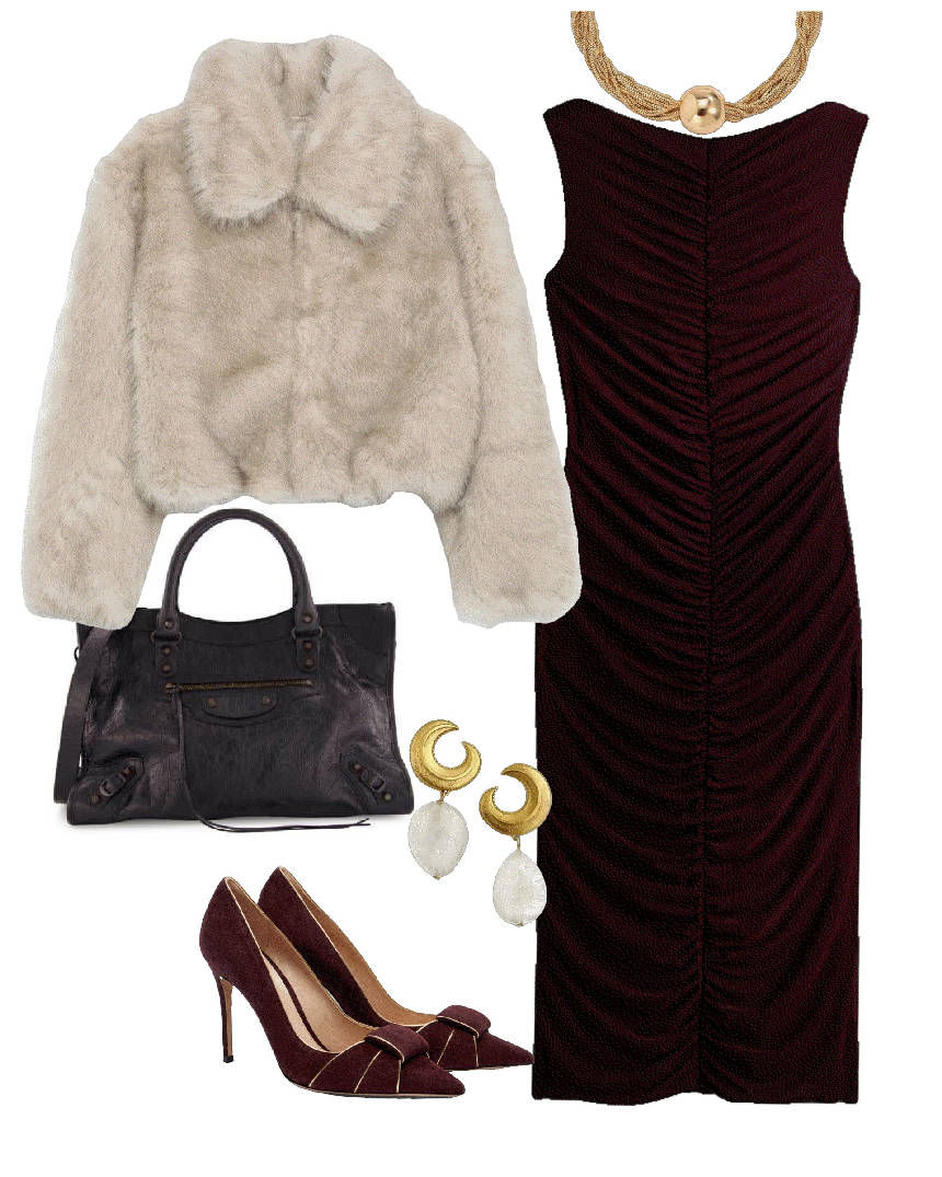 pearl errings and dress
