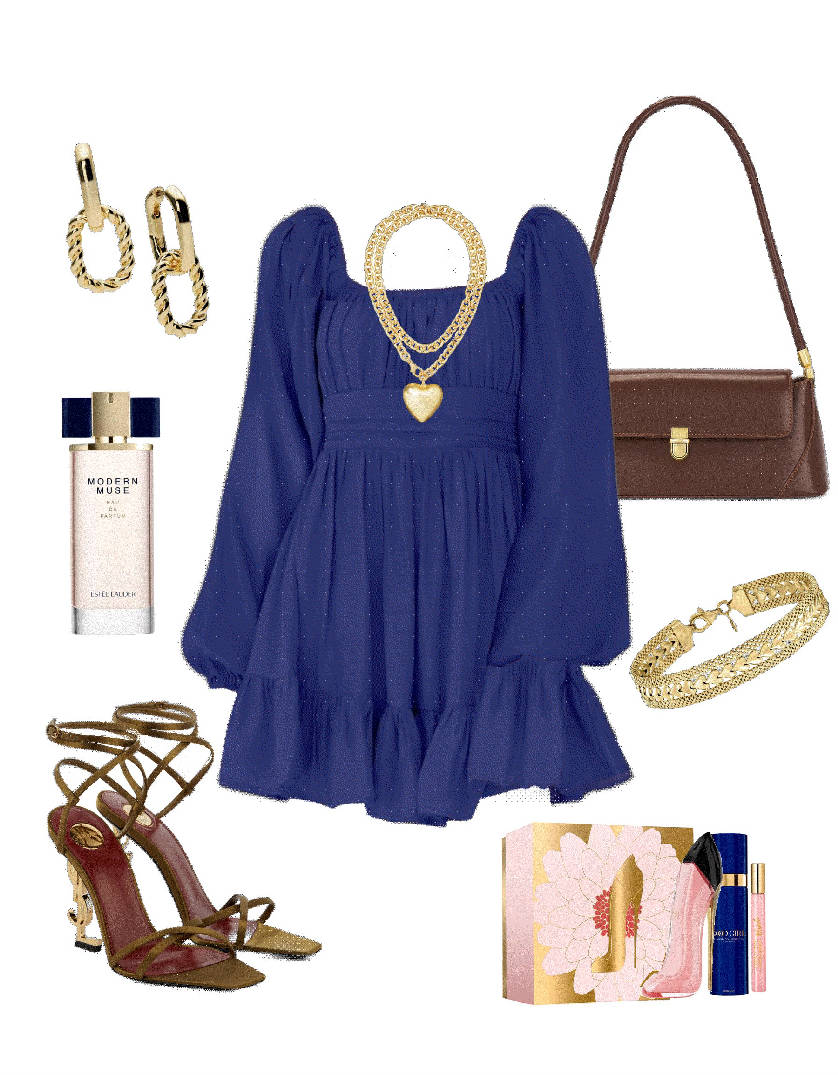 blue bohemian style mini dress