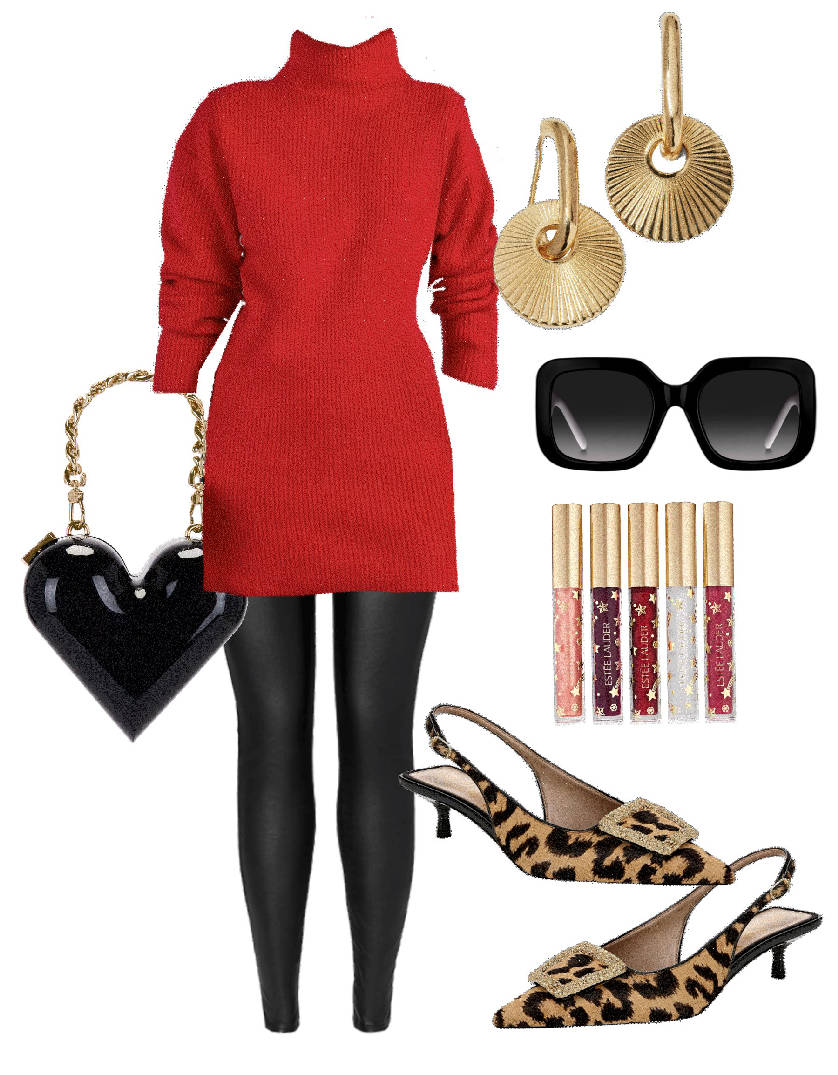 bold style in red sweater dress