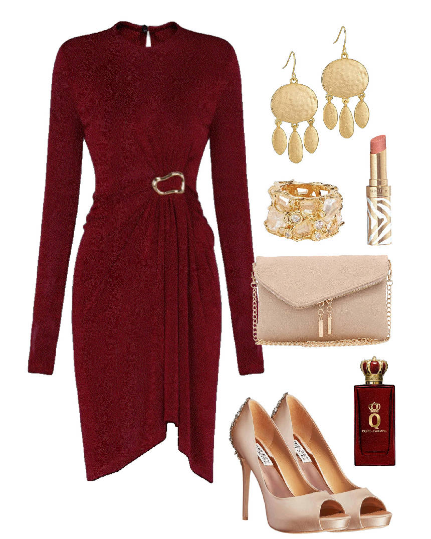 formal wear, nice burgundy dress