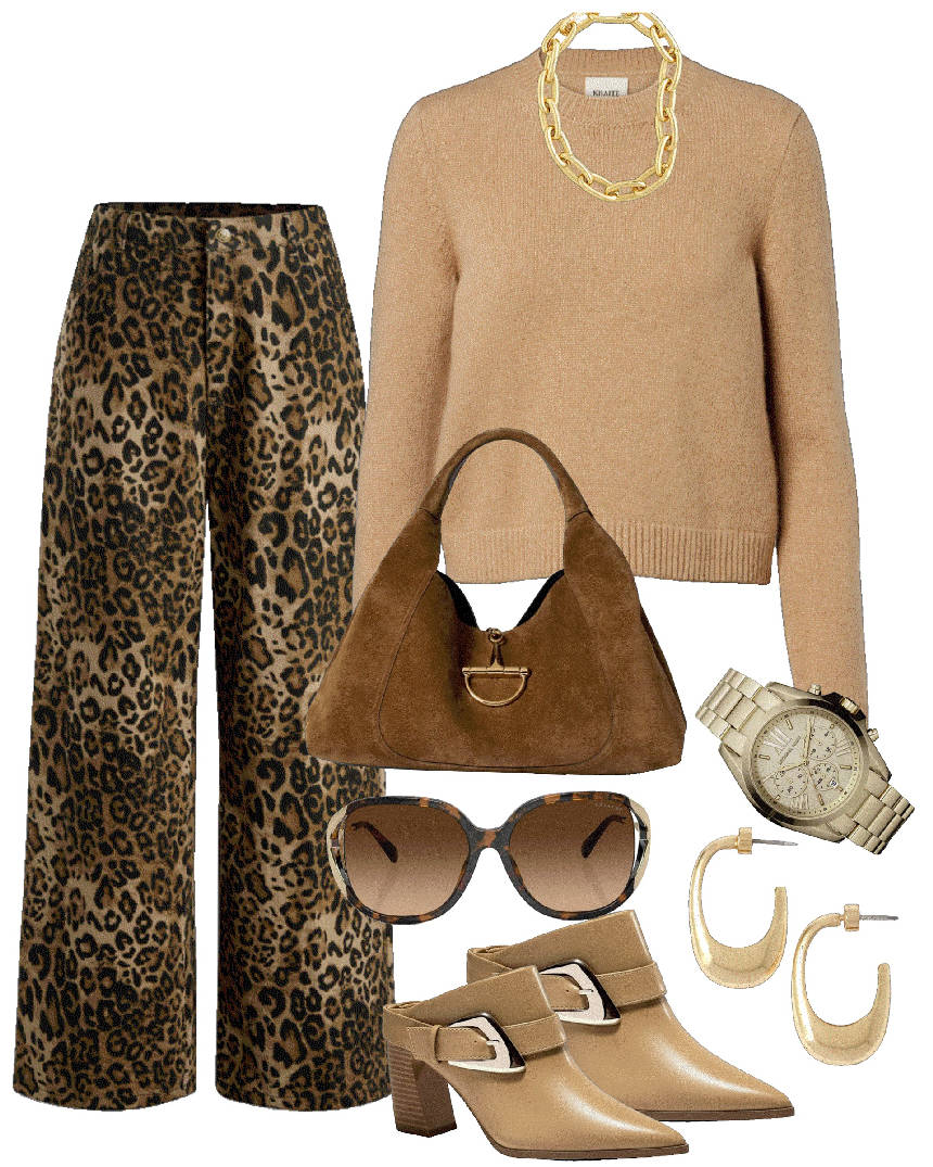 animal print pants and neutral style