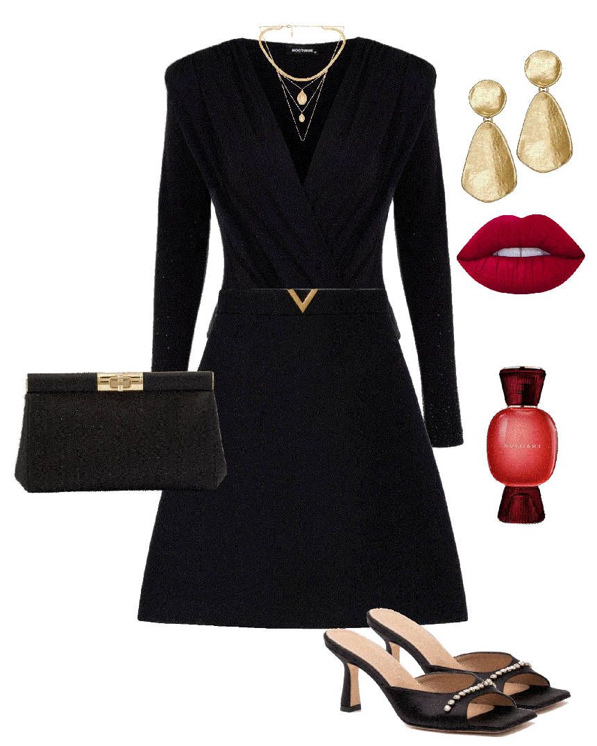 black mini skirt bodysuit and sandals