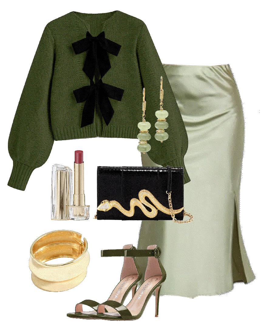 aqua green and olive cardigan