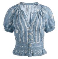 Alice And Olivia KATHRYN LACE TRIM BLOUSE