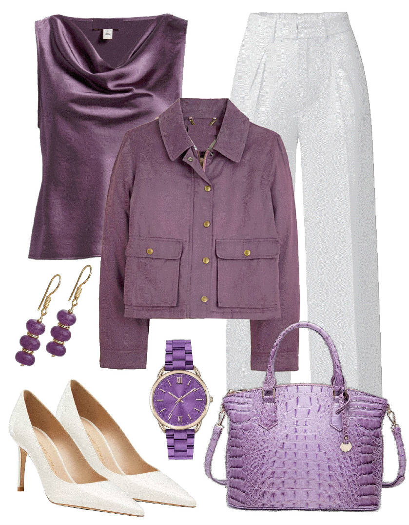 adding a jacket to a satin top outfit