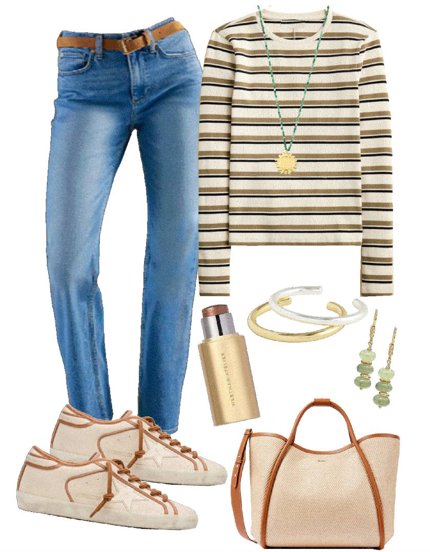 stripe long sleeve top and jeans