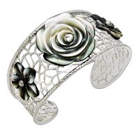 Macys Cultured tahitian mother of pearl flower cuff bracelet in sterling silver