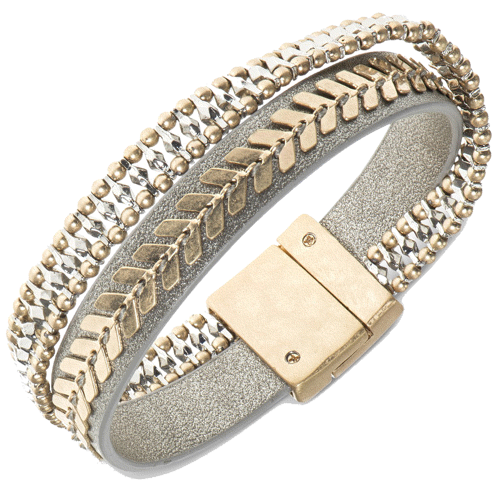 Two-Tone Leather Multi-Row Flex Bracelet Ionna & Lilly