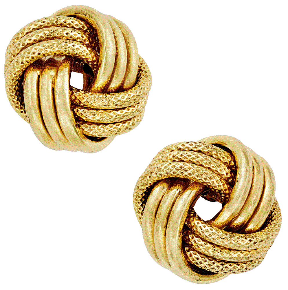 Love Knot Polished & Textured Stud Earrings in 14k Gold Italian Gold