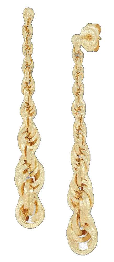 Graduated rope linear earrings in 14k gold Italian Gold