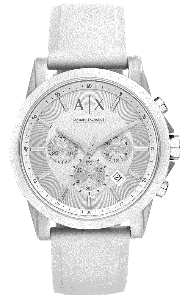 Unisex Chronograph White Silicone Strap Watch 44mm AX1325 Armani Exchange