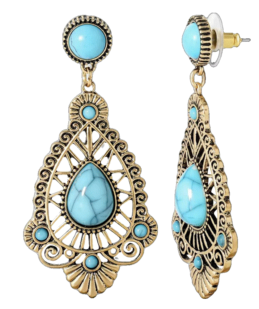 Jessica simpson womens turquoise stone filigree earrings Jessica Simpson