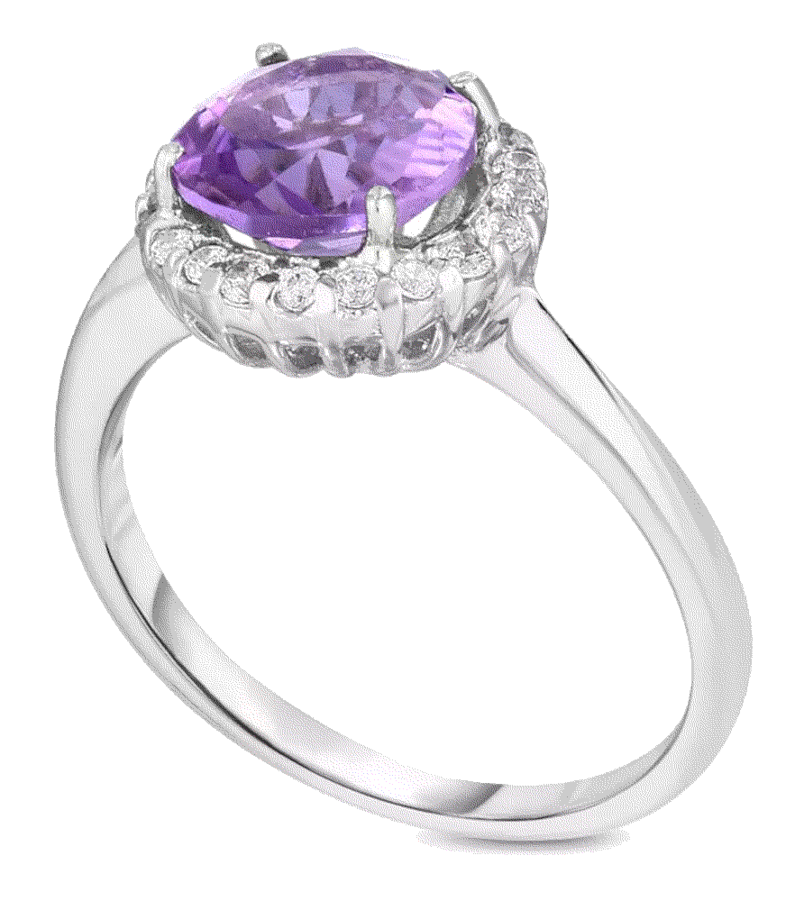 Birthstone Round Cubic Zirconia Halo Solitaire Ring Macys