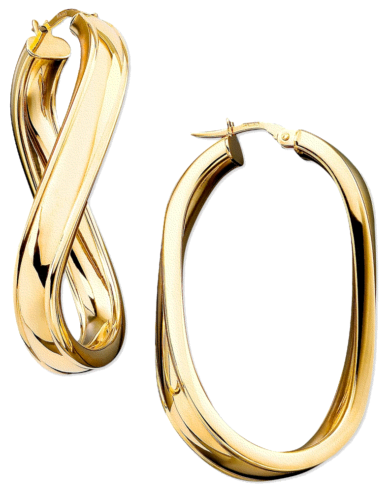 twisted Oval Hoop Earrings in 14k Gold Italian Gold