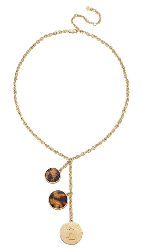 Lauren ralph lauren tortoise look logo charm lariat necklace Ralph Lauren