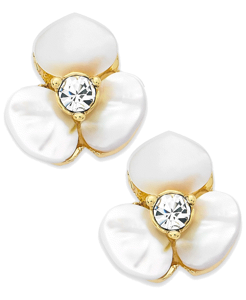 Gold-Tone Cream Disco Pansy Flower Stud Earrings Kate Spade