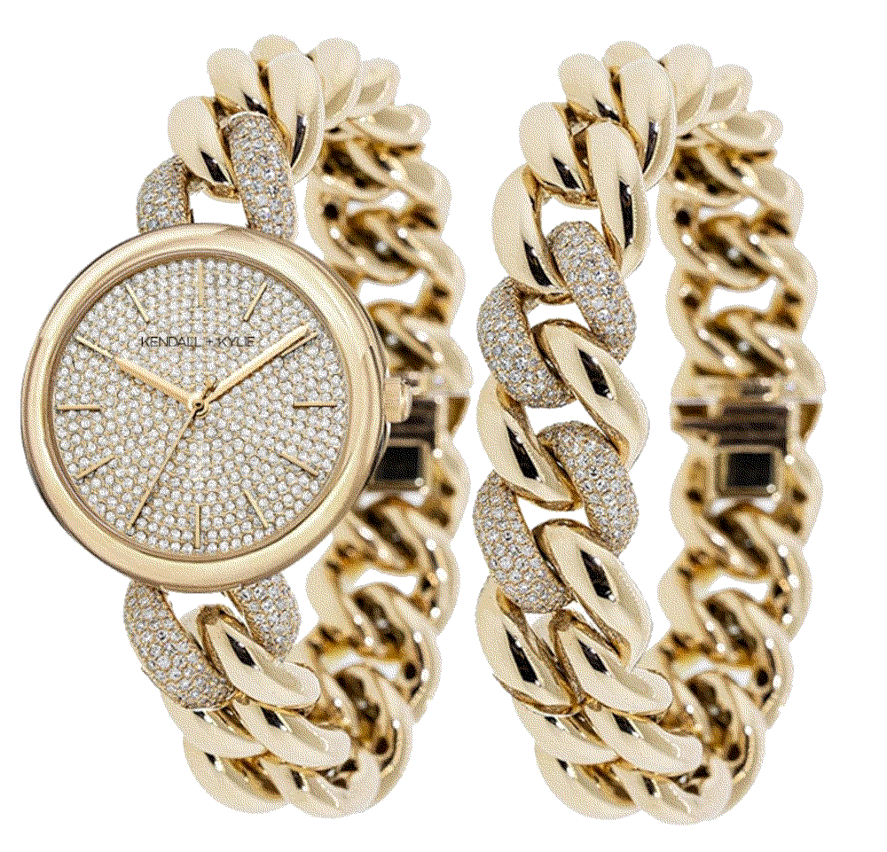 Gold Tone and Crystal Chain Link Stainless Steel Strap watch bracelet Kendall   Kylie