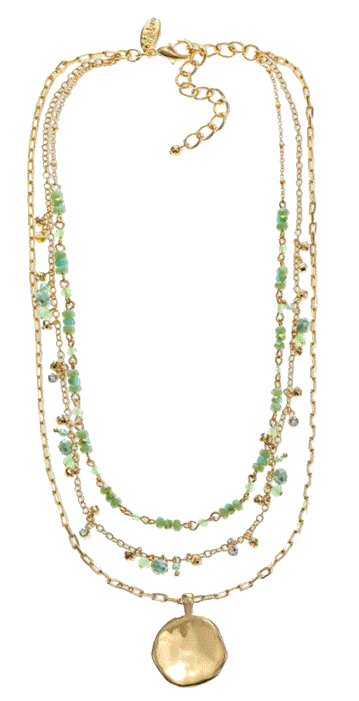 Gold-Tone Hammered Disc Beaded Layered Pendant Necklace Style & Co