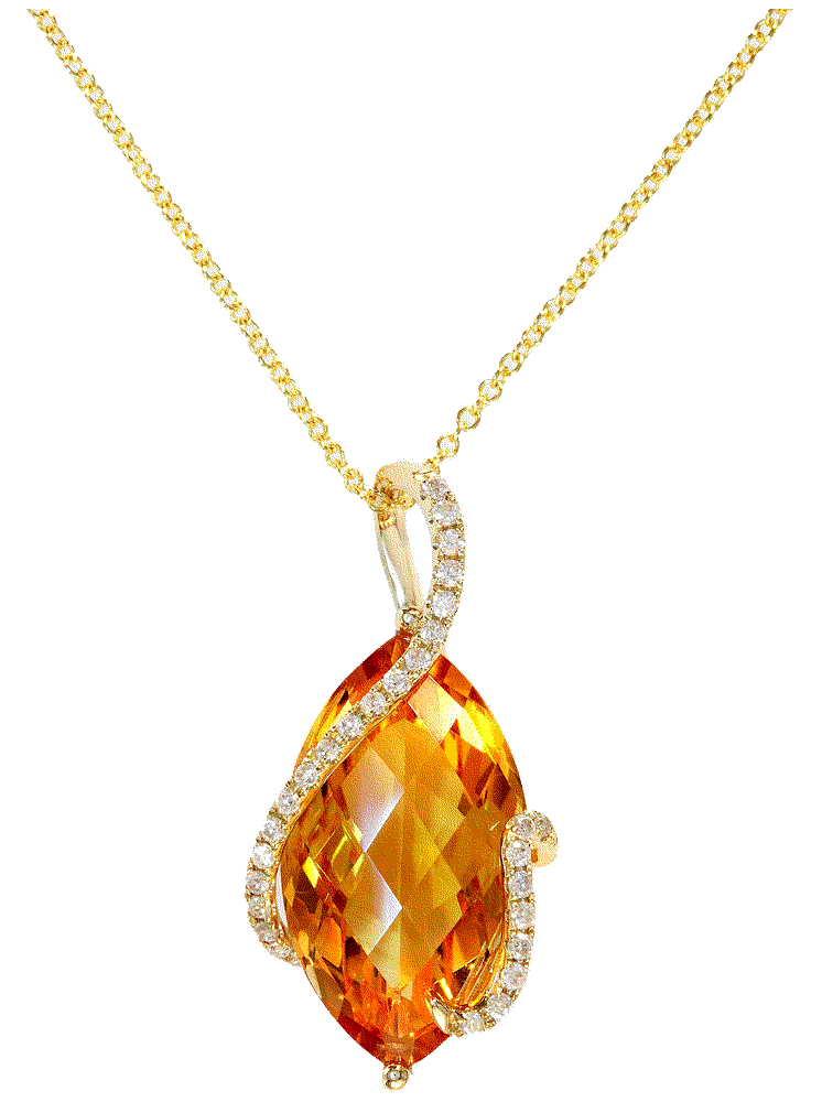 Citrine and Diamond Marquise Wrap Pendant in 14k Gold Effy Collection