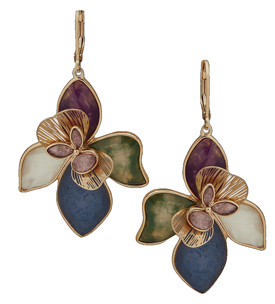 Lonna lilly gold tone large flower drop earrings Lonna Lilly