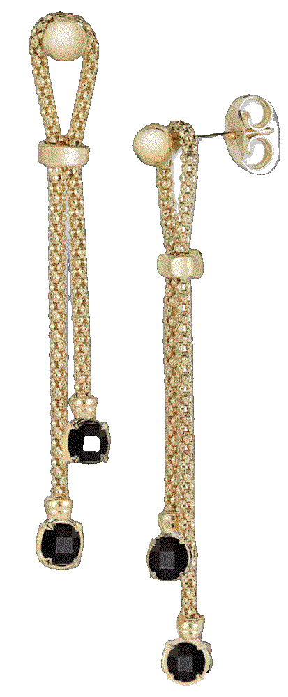 Onyx popcorn chain link drop earrings in 14k gold  Macys