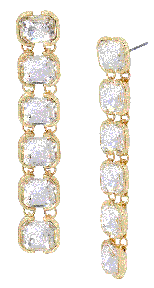 Crystal Gold-tone Stone Linear Earring Steve Madden