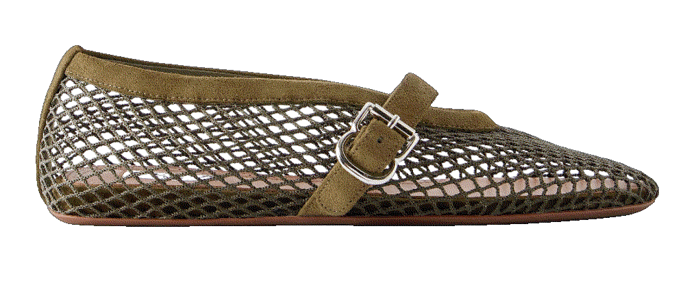 Suede trimmed mesh ballet flats Alaia