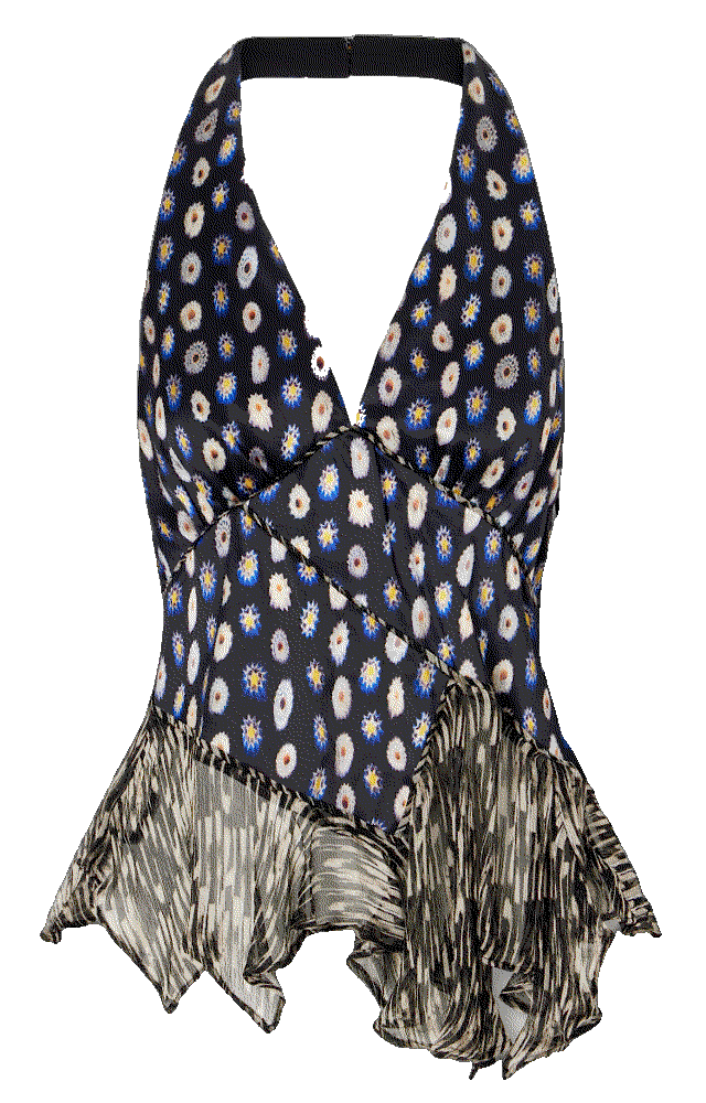 Maeva ruffled printed silk blend voile top Staud