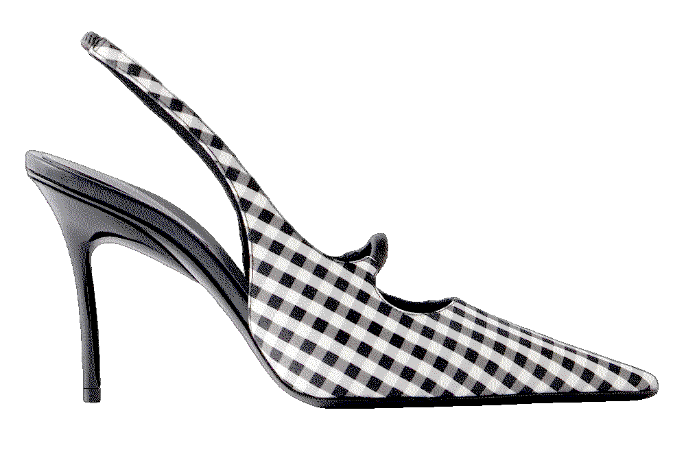 90 checked leather trimmed canvas slingback pumps Alaia