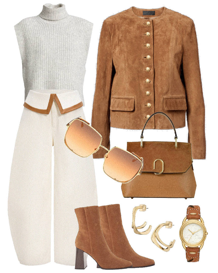 white ballon pants and ankle boots
