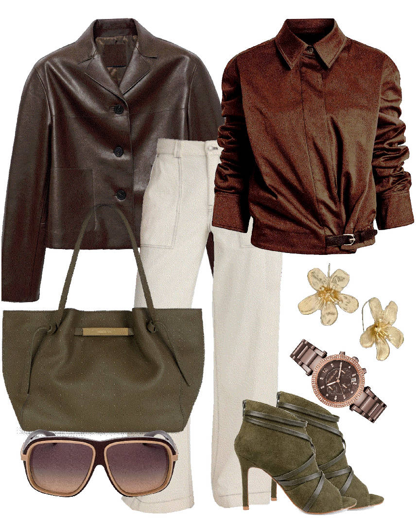 white jeans and green jacket