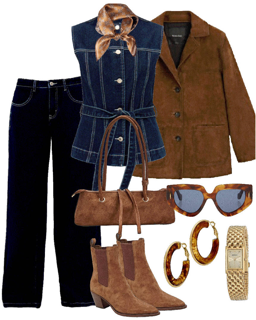 denim on denim with suede jacket