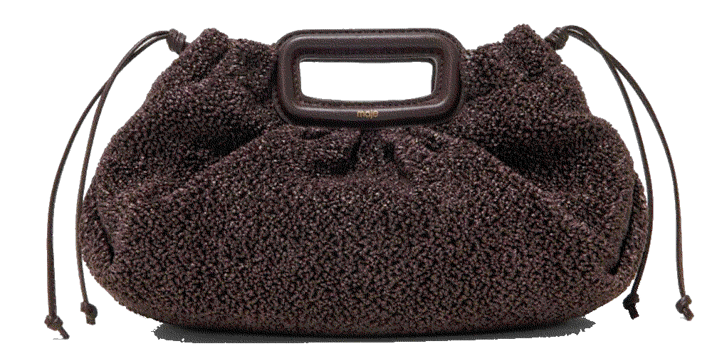 Mipli boucle effect clutch bag Natural Maje