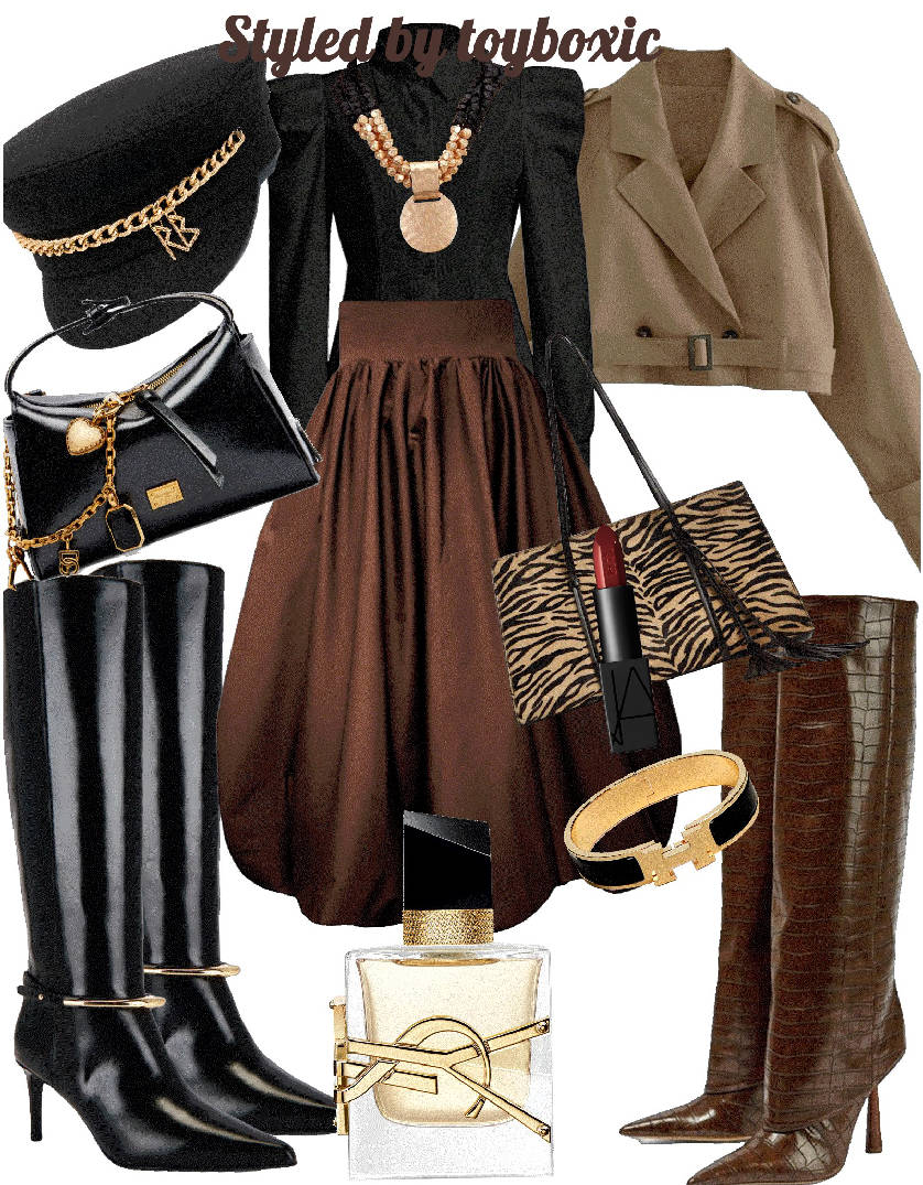 bubble skirt and knee boots