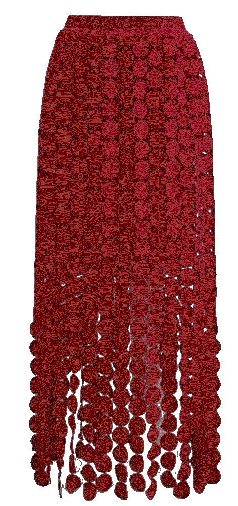 Chic crochet circle fringe maxi skirt in red Chicwish