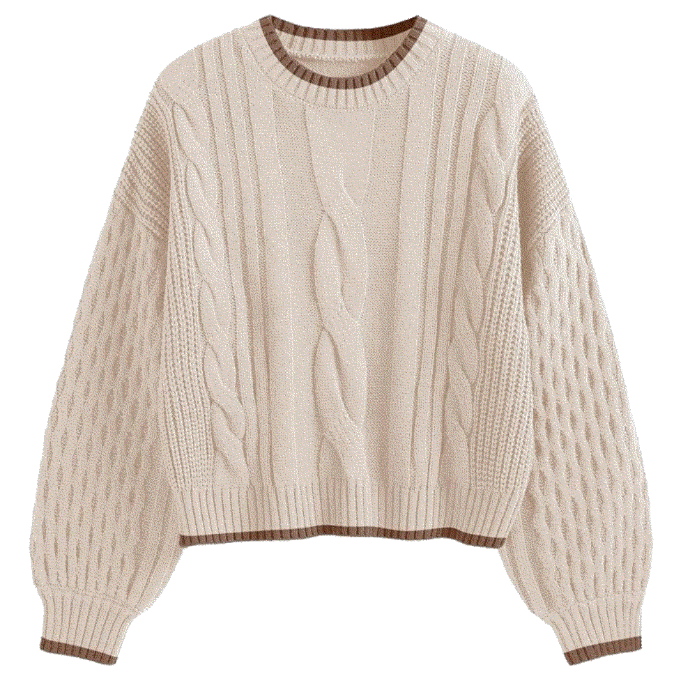 Solid Knit Cable Sweater Zaful